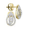 10kt Yellow Gold Womens Round Diamond 2-stone Teardrop Stud Earrings 1-4 Cttw-Gold & Diamond Earrings-JadeMoghul Inc.