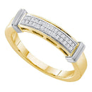 10kt Yellow Gold Women's Round Diamond 2-tone Band Ring 1/12 Cttw - FREE Shipping (US/CAN)-Gold & Diamond Bands-7-JadeMoghul Inc.