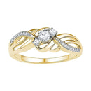 10kt Yellow Gold Women's Round Diamond 3-stone Bridal Wedding Engagement Ring 1/4 Cttw - FREE Shipping (US/CAN)-Gold & Diamond Engagement & Anniversary Rings-8-JadeMoghul Inc.