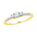10kt Yellow Gold Women's Round Diamond 3-stone Bridal Wedding Engagement Ring 1/4 Cttw - FREE Shipping (US/CAN)-Wedding Jewelry-5-JadeMoghul Inc.