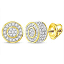 10kt Yellow Gold Women's Round Diamond 3D Circle Cluster Stud Earrings 5-8 Cttw - FREE Shipping (US/CAN)-Gold & Diamond Earrings-JadeMoghul Inc.