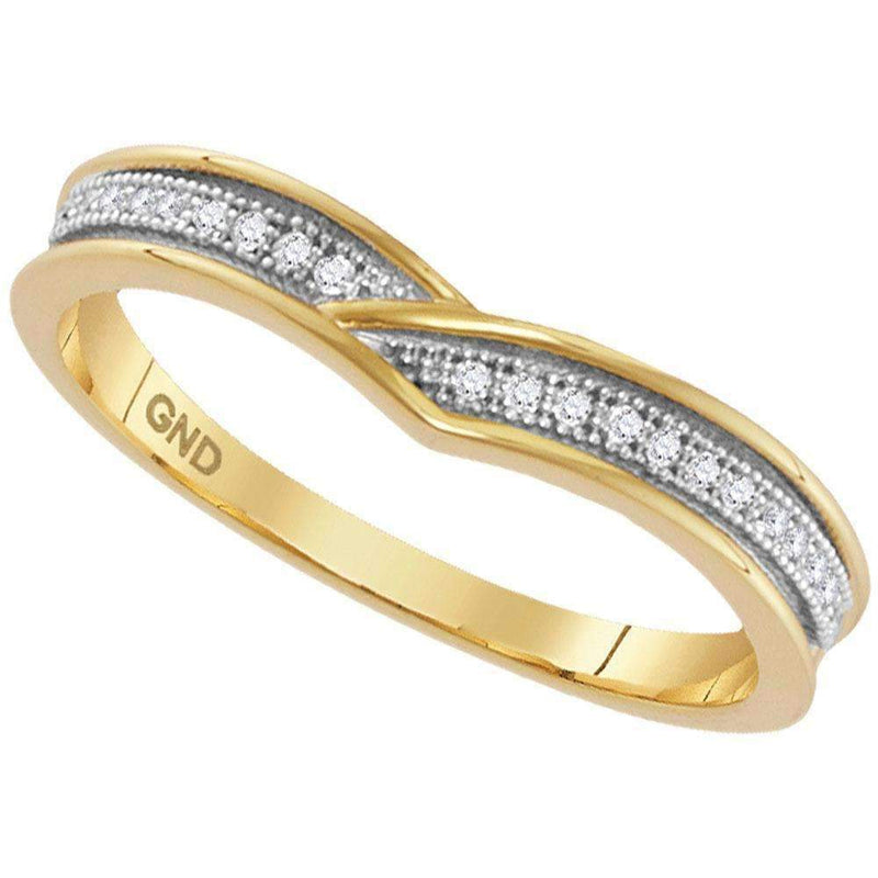 10kt Yellow Gold Women's Round Diamond Band Ring 1/20 Cttw - FREE Shipping (US/CAN)-Gold & Diamond Bands-6-JadeMoghul Inc.