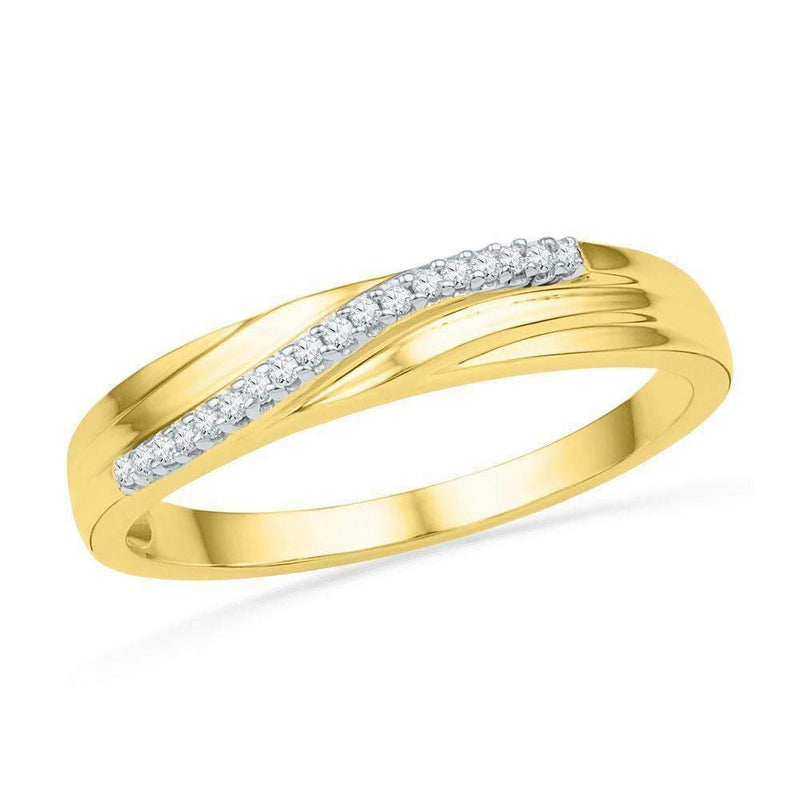 10kt Yellow Gold Women's Round Diamond Band Ring 1/20 Cttw - FREE Shipping (US/CAN)-Gold & Diamond Bands-8-JadeMoghul Inc.