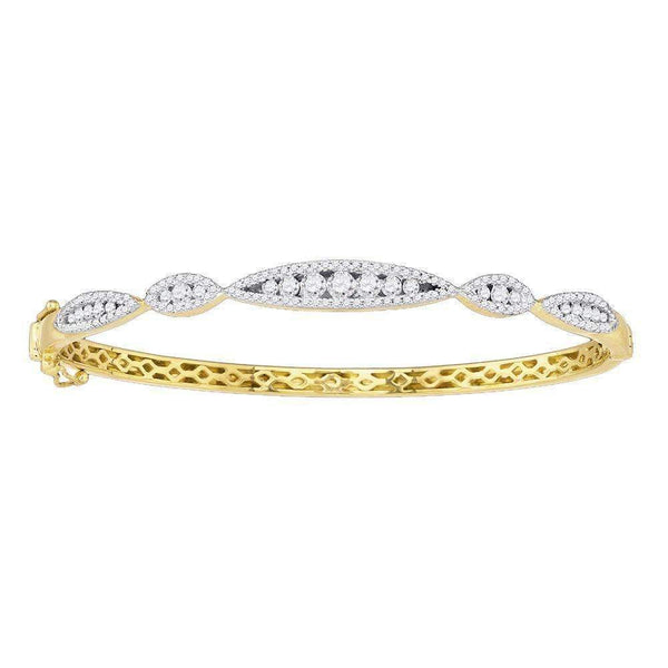 10kt Yellow Gold Women's Round Diamond Bangle Bracelet 1.00 Cttw - FREE Shipping (US/CAN)-Gold & Diamond Bracelets-JadeMoghul Inc.