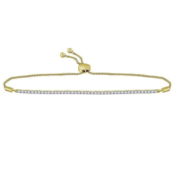 10kt Yellow Gold Women's Round Diamond Bolo Bracelet 1.00 Cttw - FREE Shipping (US/CAN)-Gold & Diamond Bracelets-JadeMoghul Inc.