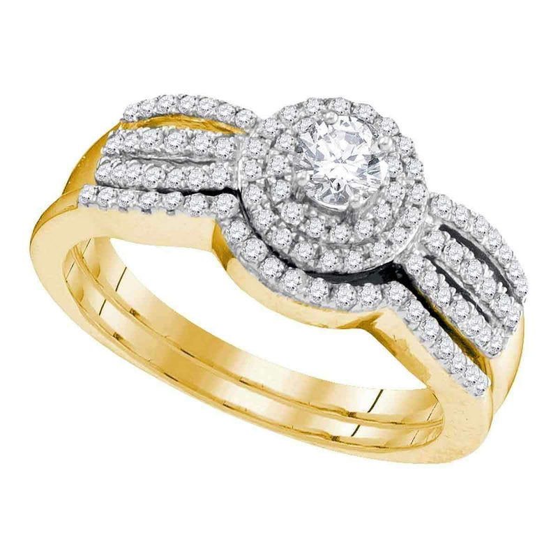 10kt Yellow Gold Women's Round Diamond Bridal Wedding Engagement Ring Band Set 1/2 Cttw - FREE Shipping (US/CAN)-Wedding Jewelry-6.5-JadeMoghul Inc.