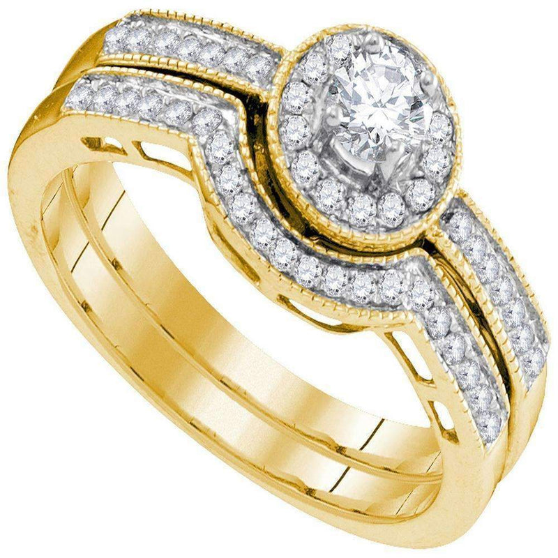 10kt Yellow Gold Women's Round Diamond Bridal Wedding Engagement Ring Band Set 1/2 Cttw - FREE Shipping (US/CAN)-Wedding Jewelry-6-JadeMoghul Inc.