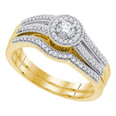 10kt Yellow Gold Women's Round Diamond Bridal Wedding Engagement Ring Band Set 1/3 Cttw - FREE Shipping (US/CAN)-Gold & Diamond Wedding Ring Sets-5-JadeMoghul Inc.