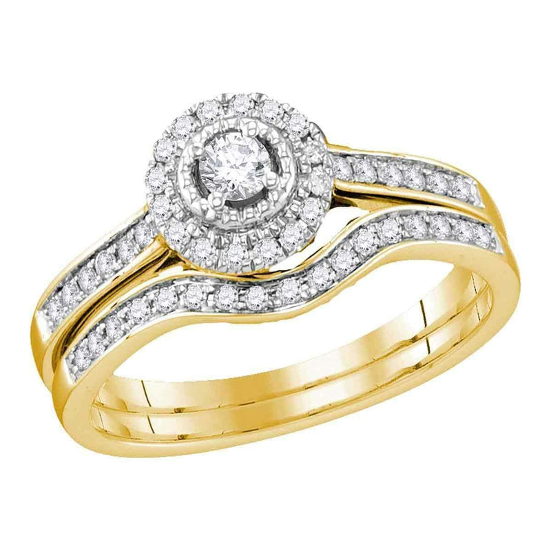 10kt Yellow Gold Women's Round Diamond Bridal Wedding Engagement Ring Band Set 1/3 Cttw - FREE Shipping (US/CAN)-Wedding Jewelry-5-JadeMoghul Inc.