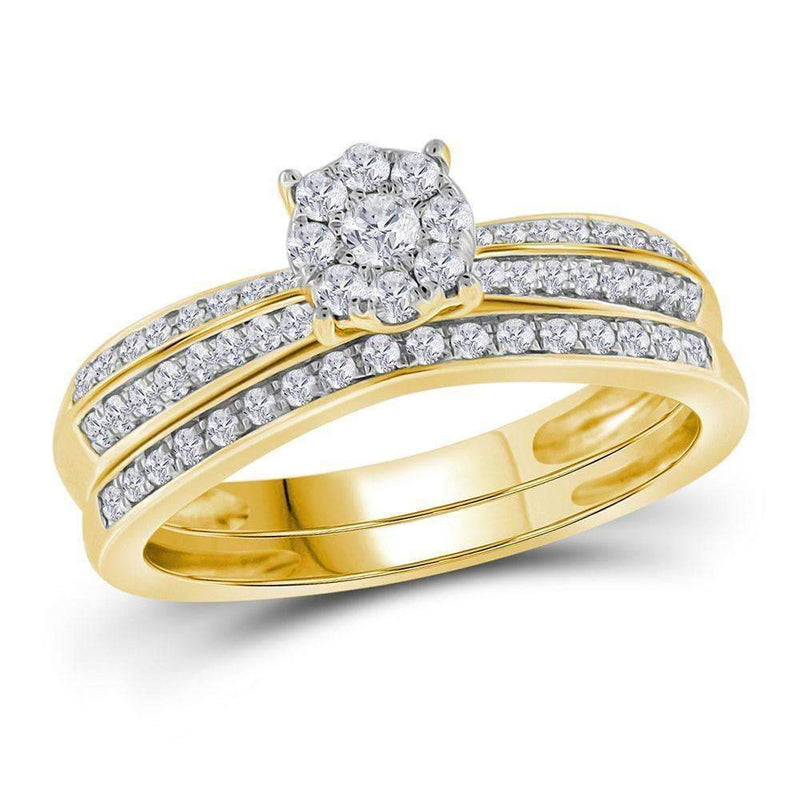 10kt Yellow Gold Women's Round Diamond Bridal Wedding Engagement Ring Band Set 3/8 Cttw - FREE Shipping (US/CAN)-Wedding Jewelry-5-JadeMoghul Inc.
