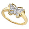 10kt Yellow Gold Women's Round Diamond Butterfly Bug Cluster Ring 1/12 Cttw - FREE Shipping (US/CAN)-Gold & Diamond Rings-5-JadeMoghul Inc.