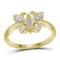 10kt Yellow Gold Womens Round Diamond Butterfly Bug Fashion Ring 1/10 Cttw-Gold & Diamond Rings-5-JadeMoghul Inc.