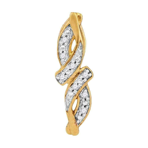 10kt Yellow Gold Women's Round Diamond Bypass Infinity Pendant .02 Cttw - FREE Shipping (US/CAN)-Gold & Diamond Pendants & Necklaces-JadeMoghul Inc.