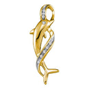 10kt Yellow Gold Women's Round Diamond Cascading Ribbon Dolphin Pendant 1-20 Cttw - FREE Shipping (US/CAN)-Gold & Diamond Pendants & Necklaces-JadeMoghul Inc.