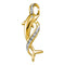 10kt Yellow Gold Women's Round Diamond Cascading Ribbon Dolphin Pendant 1-20 Cttw - FREE Shipping (US/CAN)-Gold & Diamond Pendants & Necklaces-JadeMoghul Inc.