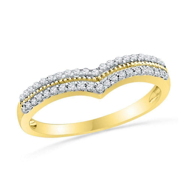 10kt Yellow Gold Women's Round Diamond Chevron Band Ring 1/4 Cttw - FREE Shipping (US/CAN)-Gold & Diamond Bands-6-JadeMoghul Inc.