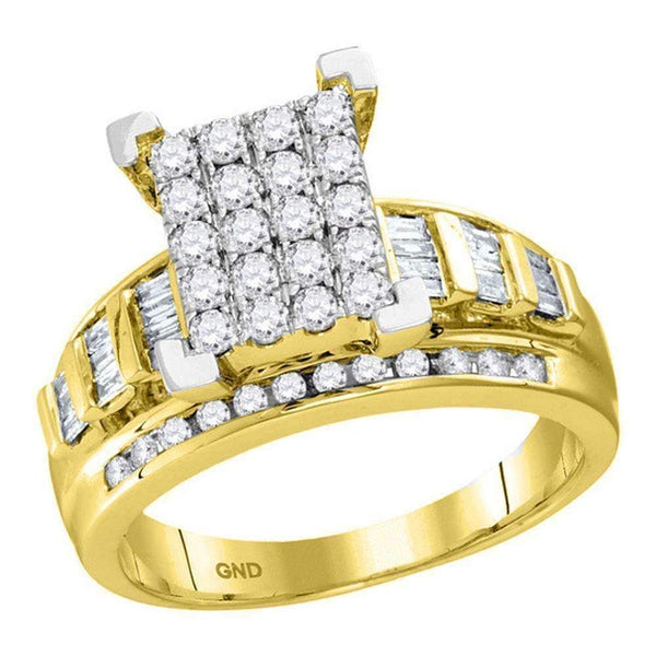 10kt Yellow Gold Women's Round Diamond Cindy's Dream Cluster Bridal Wedding Engagement Ring 1-1-2 Cttw - FREE Shipping (US/CAN)-Gold & Diamond Engagement & Anniversary Rings-JadeMoghul Inc.