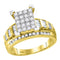 10kt Yellow Gold Women's Round Diamond Cindy's Dream Cluster Bridal Wedding Engagement Ring 1-2 Cttw - FREE Shipping (US/CAN)-Gold & Diamond Engagement & Anniversary Rings-JadeMoghul Inc.