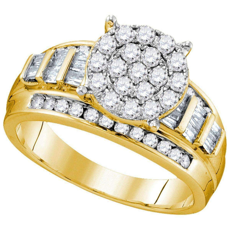 10kt Yellow Gold Women's Round Diamond Cindy's Dream Cluster Bridal Wedding Engagement Ring 1.00 Cttw - FREE Shipping (US/CAN) - Size 10-Gold & Diamond Engagement & Anniversary Rings-JadeMoghul Inc.