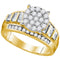 10kt Yellow Gold Womens Round Diamond Cindys Dream Cluster Bridal Wedding Engagement Ring 1.00 Cttw - FREE Shipping (US/CAN) - Size 9-Gold & Diamond Engagement & Anniversary Rings-JadeMoghul Inc.
