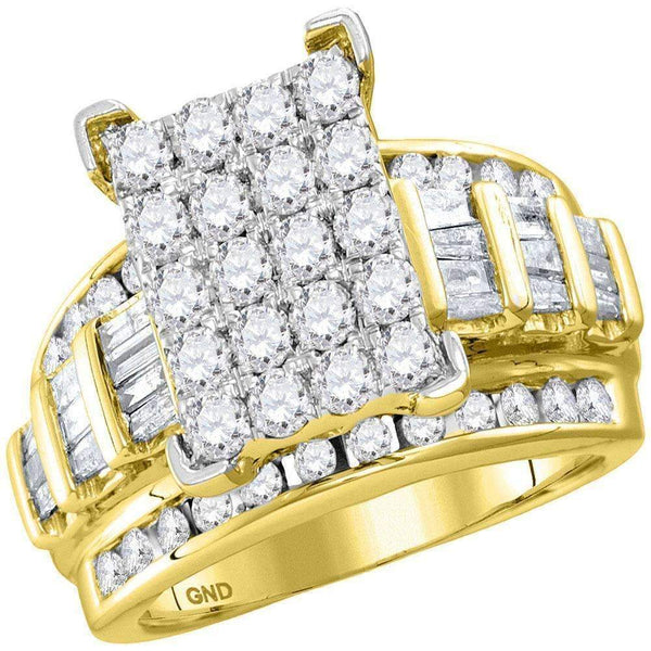 10kt Yellow Gold Women's Round Diamond Cindy's Dream Cluster Bridal Wedding Engagement Ring 2.00 Cttw - FREE Shipping (US/CAN) - Size 8-Gold & Diamond Engagement & Anniversary Rings-JadeMoghul Inc.