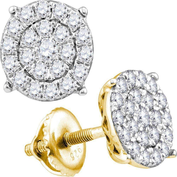 10kt Yellow Gold Women's Round Diamond Cindy's Dream Cluster Earrings 1-2 Cttw - FREE Shipping (US/CAN)-Gold & Diamond Earrings-JadeMoghul Inc.