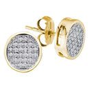 10kt Yellow Gold Women's Round Diamond Circle Cluster Earrings 1-10 Cttw - FREE Shipping (USA/CAN)-Gold & Diamond Earrings-JadeMoghul Inc.