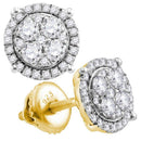 10kt Yellow Gold Women's Round Diamond Circle Cluster Earrings 3-4 Cttw - FREE Shipping (US/CAN)-Gold & Diamond Earrings-JadeMoghul Inc.