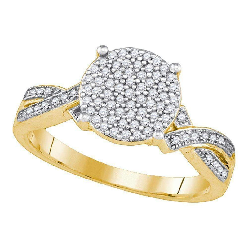 10kt Yellow Gold Women's Round Diamond Circle Cluster Ring 1-4 Cttw - FREE Shipping (US/CAN)-Gold & Diamond Cluster Rings-JadeMoghul Inc.