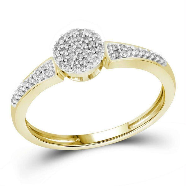 10kt Yellow Gold Women's Round Diamond Circle Cluster Ring 1-6 Cttw - FREE Shipping (US/CAN)-Gold & Diamond Cluster Rings-JadeMoghul Inc.