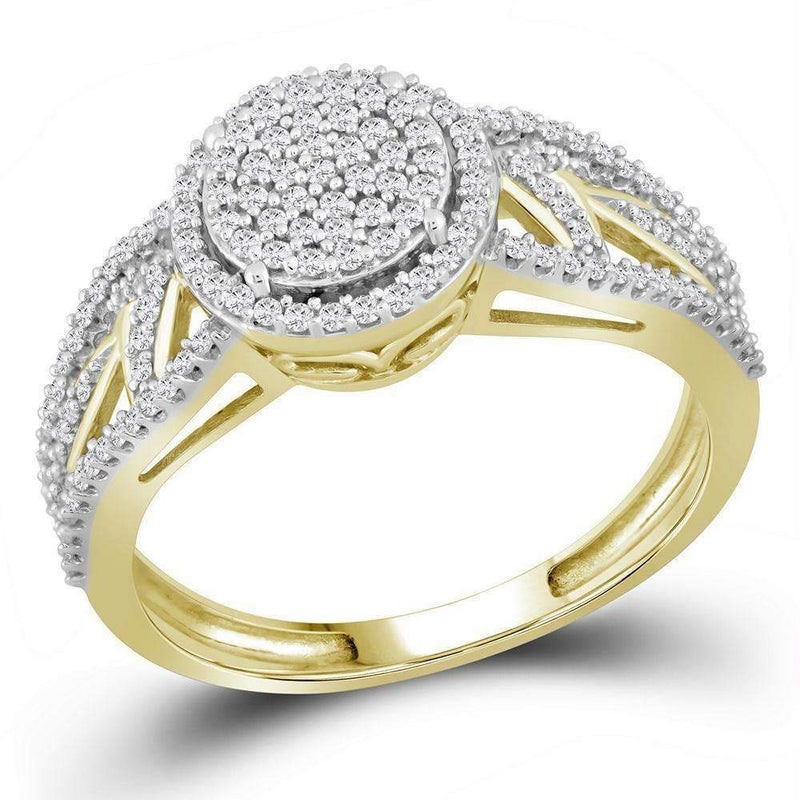 10kt Yellow Gold Womens Round Diamond Circle Cluster Ring 3-8 Cttw-Gold & Diamond Cluster Rings-JadeMoghul Inc.