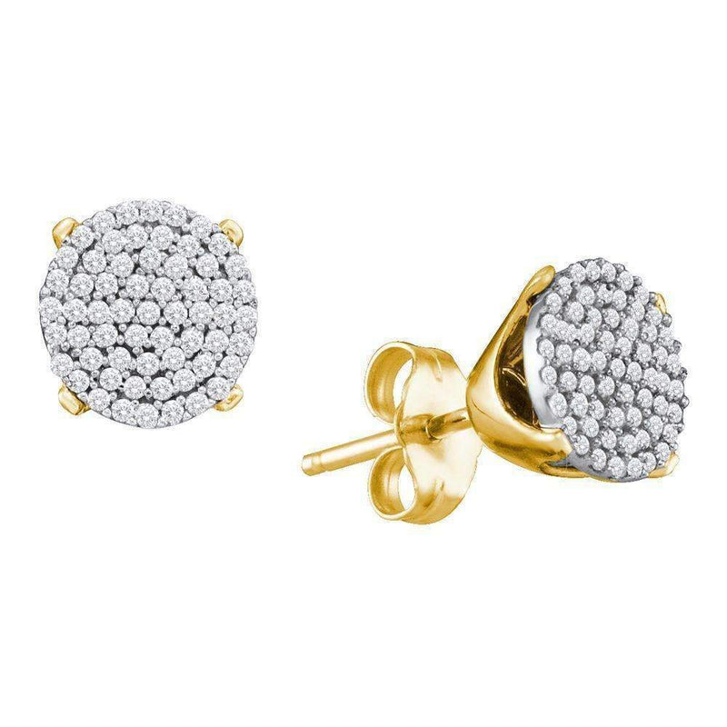 10kt Yellow Gold Women's Round Diamond Circle Cluster Stud Earrings 1-3 Cttw - FREE Shipping (USA/CAN)-Gold & Diamond Earrings-JadeMoghul Inc.