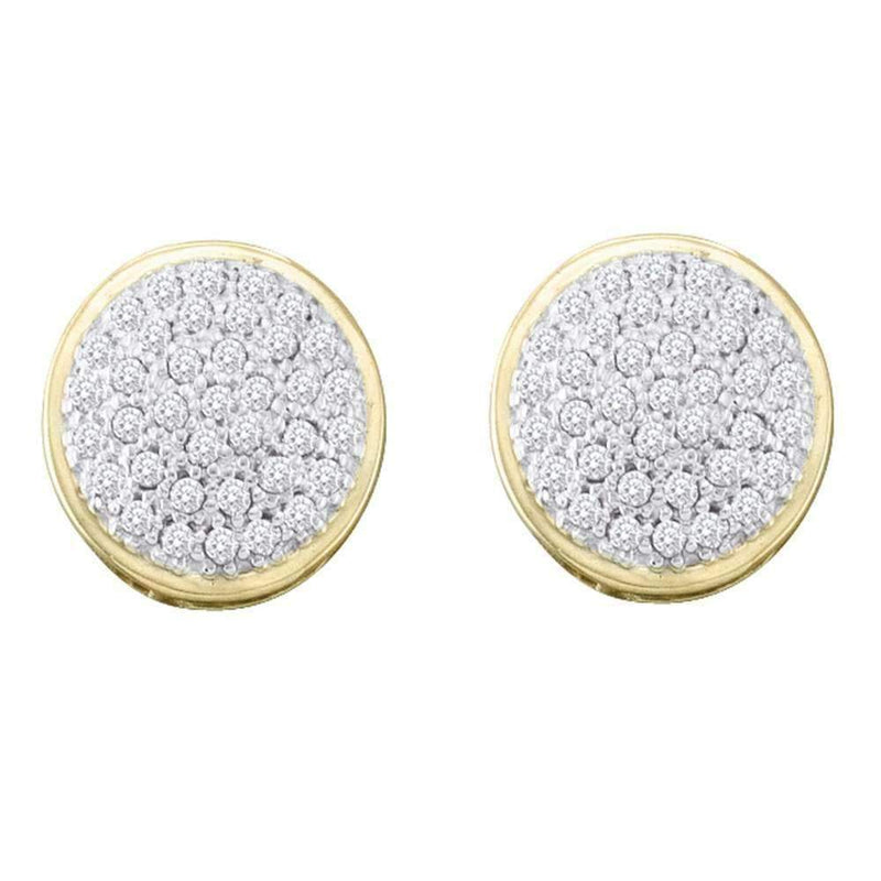 10kt Yellow Gold Women's Round Diamond Circle Cluster Stud Earrings 1-5 Cttw - FREE Shipping (USA/CAN)-Gold & Diamond Earrings-JadeMoghul Inc.