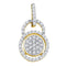 10kt Yellow Gold Women's Round Diamond Circle Frame Cluster Pendant 1-5 Cttw - FREE Shipping (US/CAN)-Gold & Diamond Pendants & Necklaces-JadeMoghul Inc.