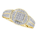 10kt Yellow Gold Women's Round Diamond Circle Frame Cluster Ring 1/5 Cttw - FREE Shipping (US/CAN)-Gold & Diamond Cluster Rings-5-JadeMoghul Inc.