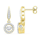 10kt Yellow Gold Women's Round Diamond Circle Frame Moving Twinkle Solitaire Dangle Earrings 5-8 Cttw - FREE Shipping (USA/CAN)-Gold & Diamond Earrings-JadeMoghul Inc.