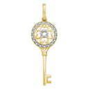 10kt Yellow Gold Women's Round Diamond Circle Handle Key Pendant 1-20 Cttw - FREE Shipping (US/CAN)-Gold & Diamond Pendants & Necklaces-JadeMoghul Inc.