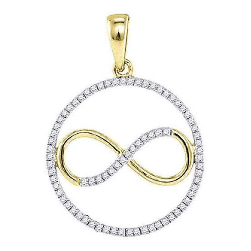 10kt Yellow Gold Womens Round Diamond Circle Infinity Pendant 1-3 Cttw-Gold & Diamond Pendants & Necklaces-JadeMoghul Inc.