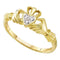 10kt Yellow Gold Women's Round Diamond Claddagh Heart Ring .01 Cttw - FREE Shipping (US/CAN)-Gold & Diamond Heart Rings-5-JadeMoghul Inc.