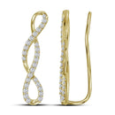 10kt Yellow Gold Women's Round Diamond Climber Earrings 1-2 Cttw - FREE Shipping (USA/CAN)-Gold & Diamond Earrings-JadeMoghul Inc.