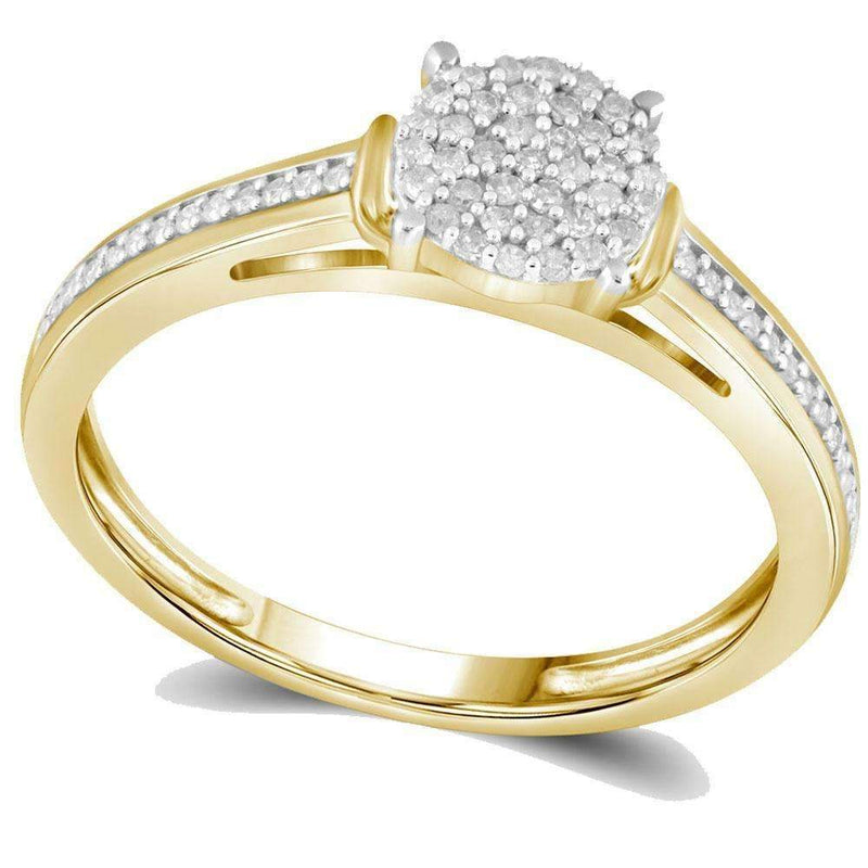 10kt Yellow Gold Womens Round Diamond Cluster Bridal Wedding Engagement Ring 1-5 Cttw-Gold & Diamond Engagement & Anniversary Rings-JadeMoghul Inc.