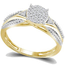 10kt Yellow Gold Womens Round Diamond Cluster Bridal Wedding Engagement Ring 1-6 Cttw-Gold & Diamond Engagement & Anniversary Rings-JadeMoghul Inc.