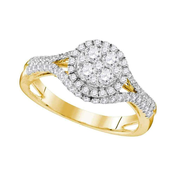 10kt Yellow Gold Women's Round Diamond Cluster Bridal Wedding Engagement Ring 1.00 Cttw - FREE Shipping (US/CAN)-Wedding Jewelry-5-JadeMoghul Inc.