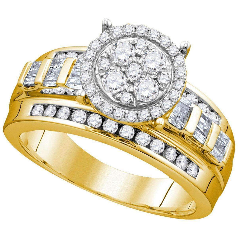 10kt Yellow Gold Women's Round Diamond Cluster Bridal Wedding Engagement Ring 1/2 Cttw - FREE Shipping (US/CAN)-Wedding Jewelry-5-JadeMoghul Inc.