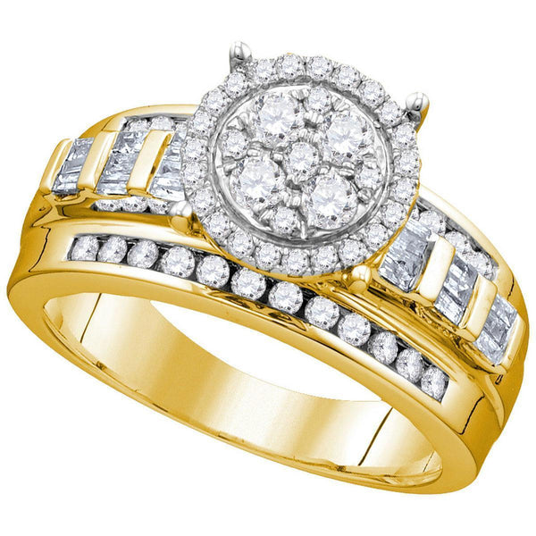 10kt Yellow Gold Womens Round Diamond Cluster Bridal Wedding Engagement Ring 1/2 Cttw-Gold & Diamond Engagement & Anniversary Rings-5.5-JadeMoghul Inc.