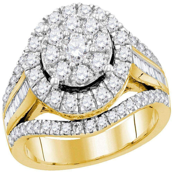 10kt Yellow Gold Women's Round Diamond Cluster Bridal Wedding Engagement Ring 2.00 Cttw - FREE Shipping (US/CAN) (Certified)-Wedding Jewelry-5-JadeMoghul Inc.