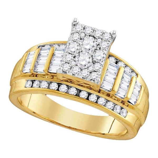 10kt Yellow Gold Women's Round Diamond Cluster Bridal Wedding Engagement Ring 2.00 Cttw - FREE Shipping (US/CAN)-Gold & Diamond Engagement & Anniversary Rings-5.5-JadeMoghul Inc.
