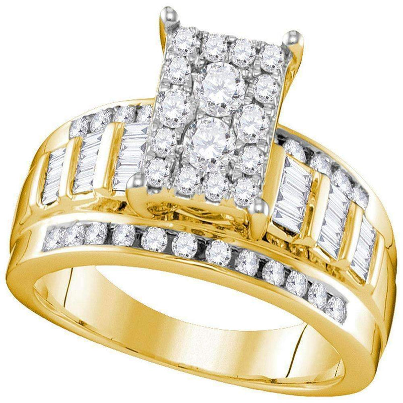 10kt Yellow Gold Women's Round Diamond Cluster Bridal Wedding Engagement Ring 7/8 Cttw - FREE Shipping (US/CAN) - Size 5-Gold & Diamond Engagement & Anniversary Rings-4-JadeMoghul Inc.