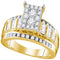 10kt Yellow Gold Women's Round Diamond Cluster Bridal Wedding Engagement Ring 7/8 Cttw - FREE Shipping (US/CAN) - Size 5-Gold & Diamond Engagement & Anniversary Rings-4-JadeMoghul Inc.