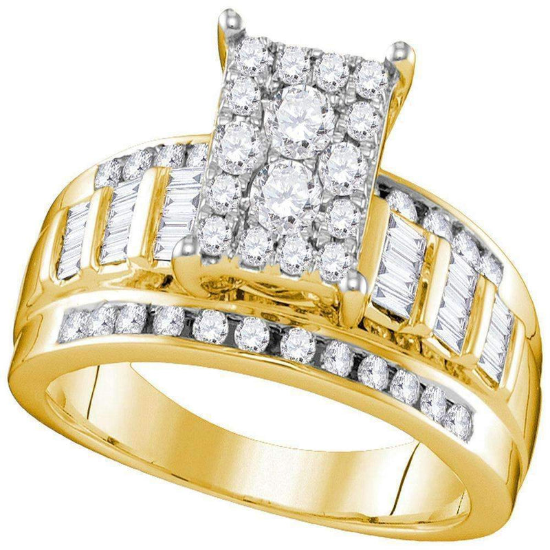 10kt Yellow Gold Women's Round Diamond Cluster Bridal Wedding Engagement Ring 7/8 Cttw - FREE Shipping (US/CAN) - Size 7.5-Gold & Diamond Engagement & Anniversary Rings-6.5-JadeMoghul Inc.